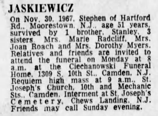 Stephen Jaskiewicz Obituary