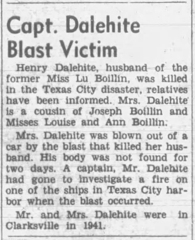 Henry Dalehite 1947 death