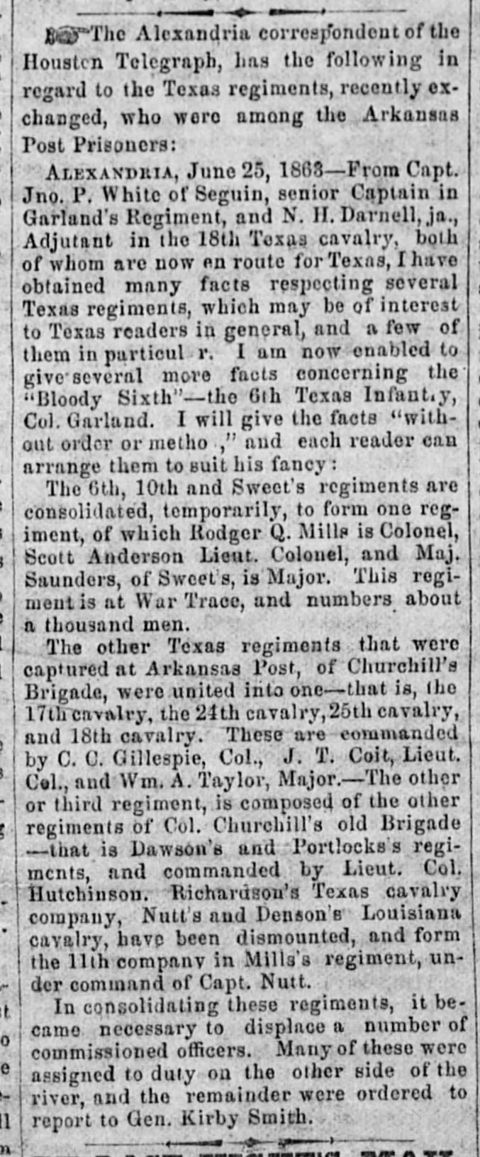 Civil War 18th Cavalry - June, 1863