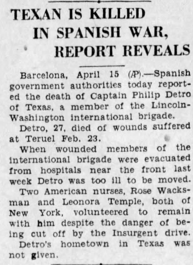 Philip Detro The Times April 16, 1938, Shreveport, LA
