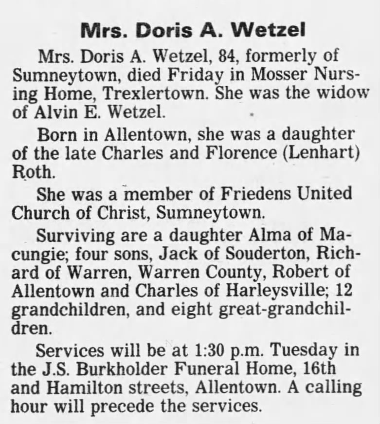 Doris Roth obituary
