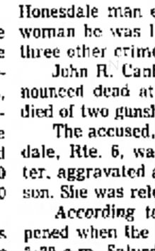 Reva Mae Dorsey shoots John R. Canfield killing him.