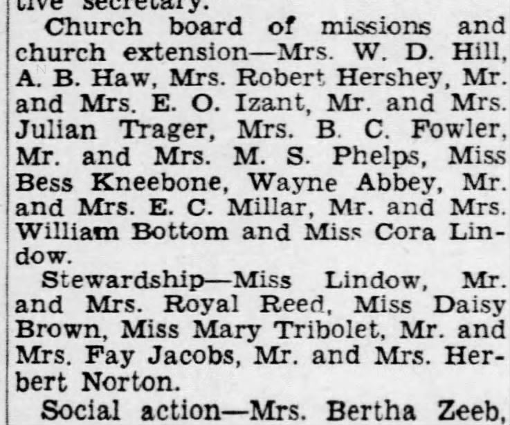 Daisy Brown-part of church May 6th 1950