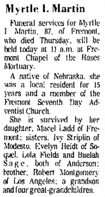 Martin, Myrtle I. (Montgomery) obituary