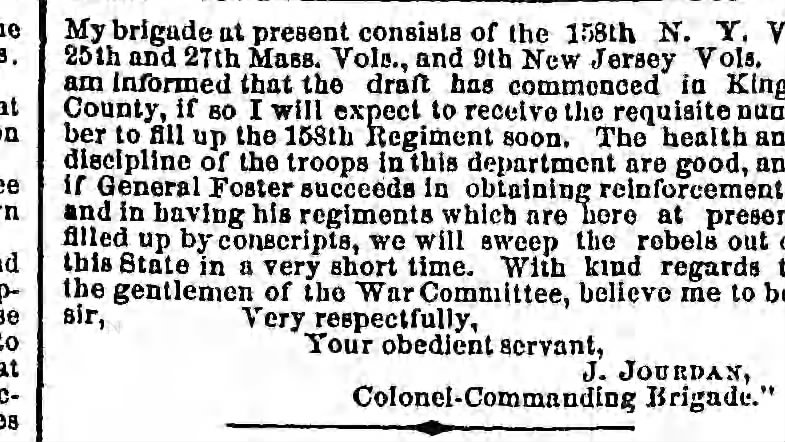 158th Regiment, 21 July 1863