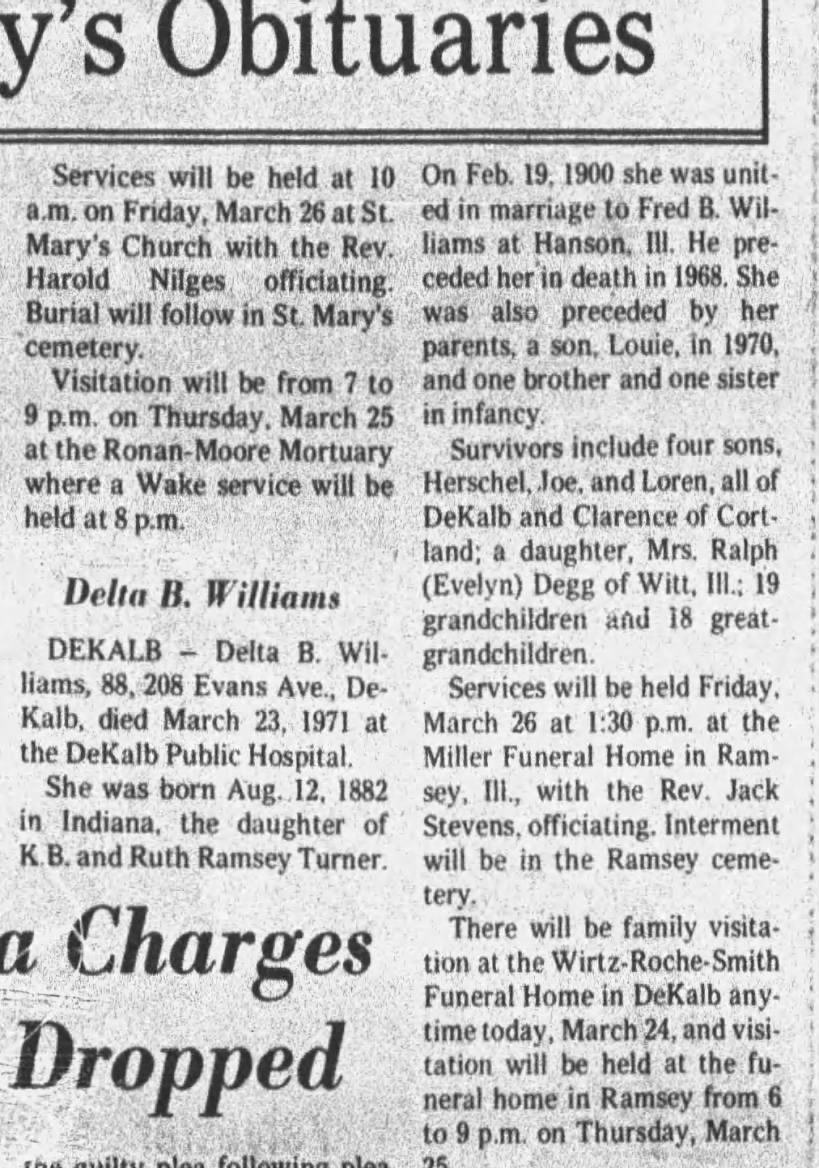 Delta B. Williams Obituary