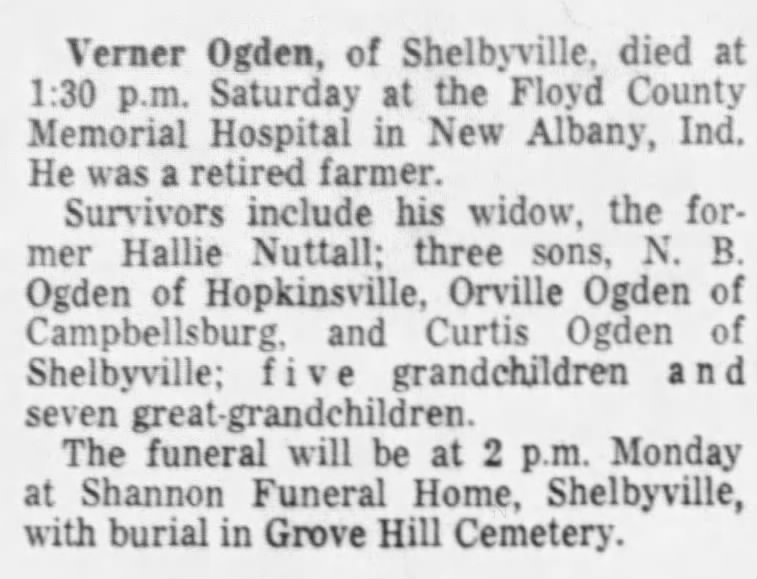 Obituary for Verner Ogden