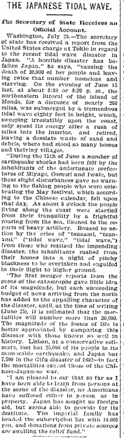 1896 Japan Tsunami article. - TMalmay
