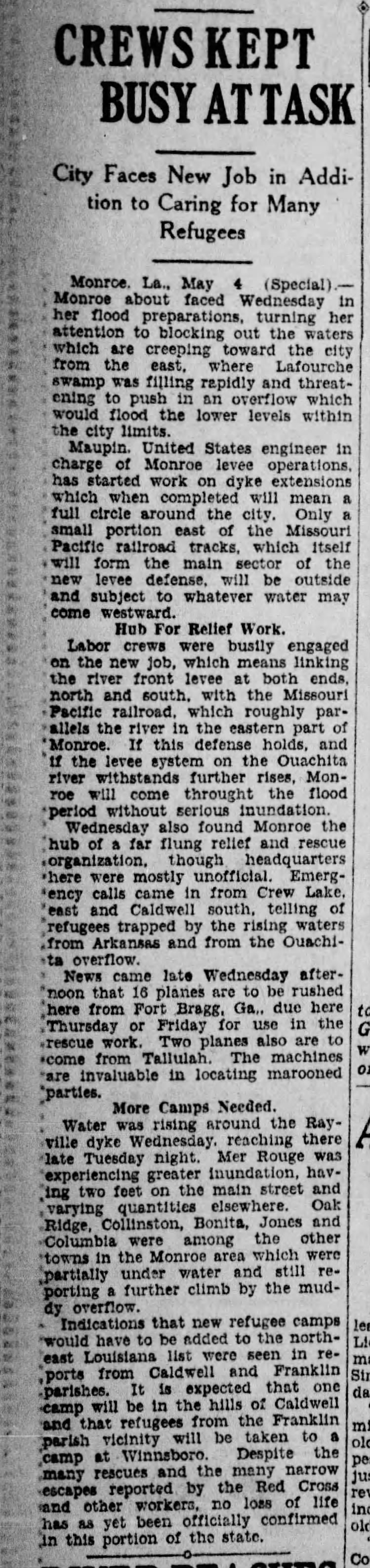 1927 Monroe Temporary Flood Protection. - Tom Malmay