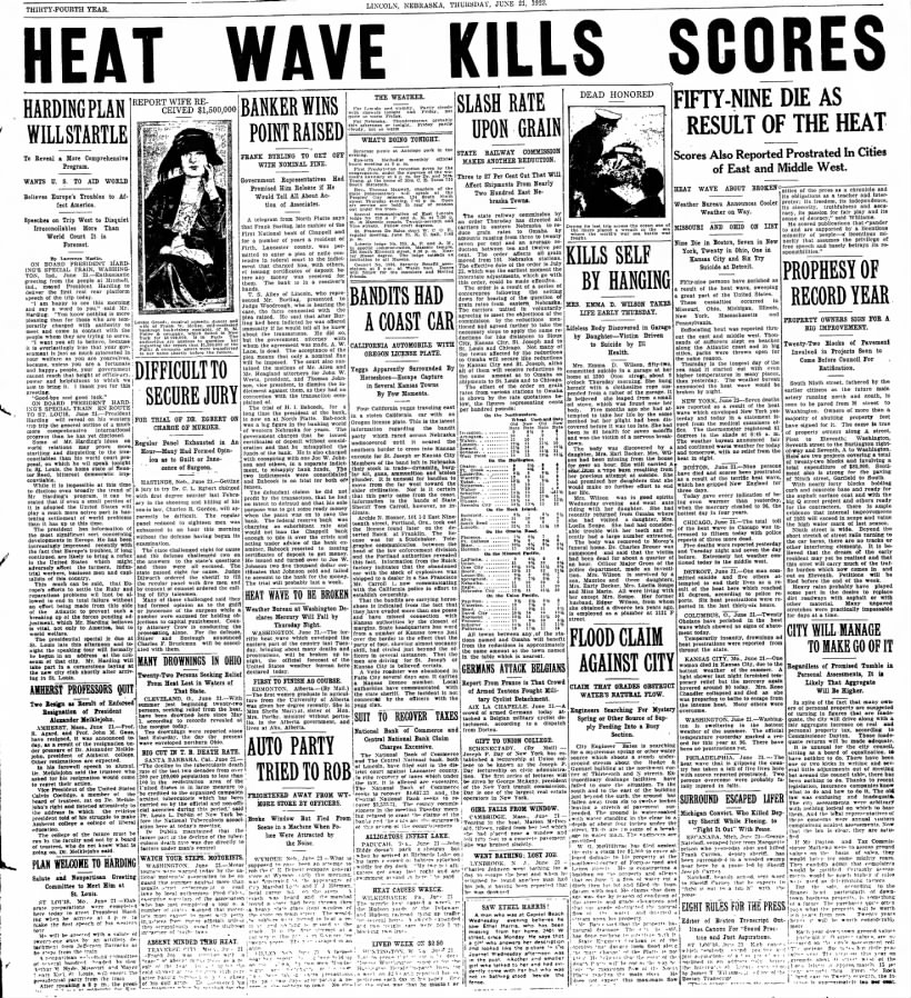 1923 Heat Wave Kills Scores - Tom Malmay