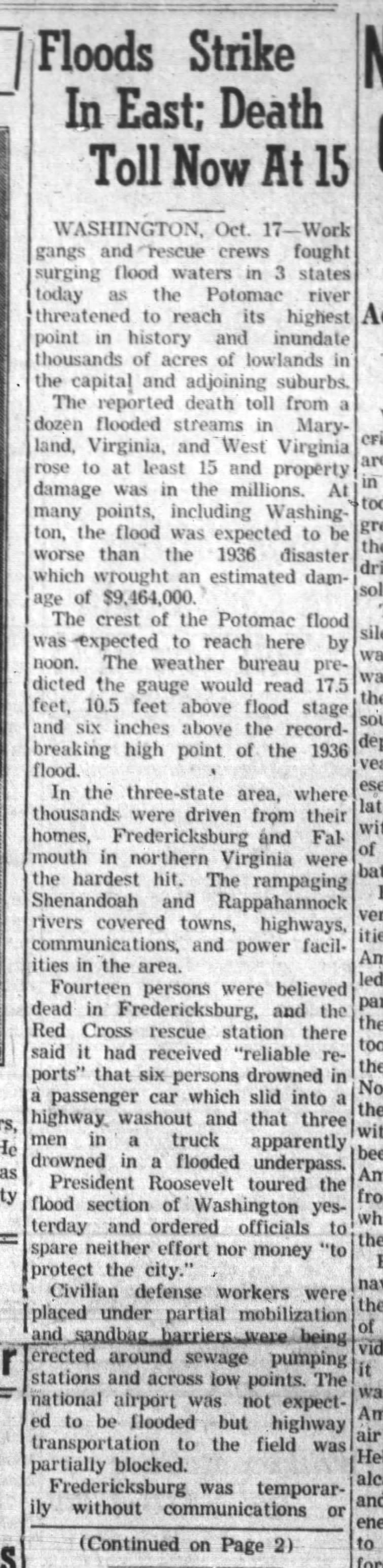 1942 Flood Washington DC - Tom Malmay