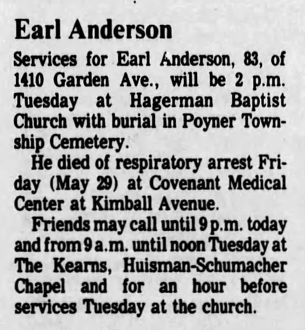 Earl Anderson services