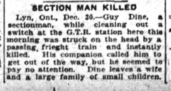 Guy Dine struck by freight train