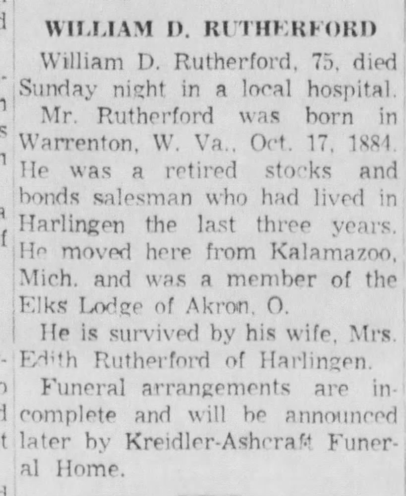 William D Rutherford obit