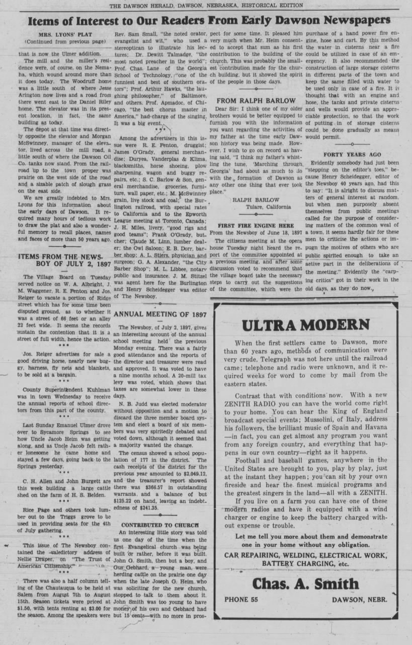 1936 Dawson Herald, History of Dawson, Pg 16