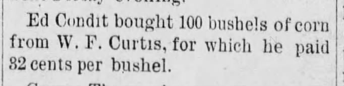 Ed Condit buys 100 bushels of corn