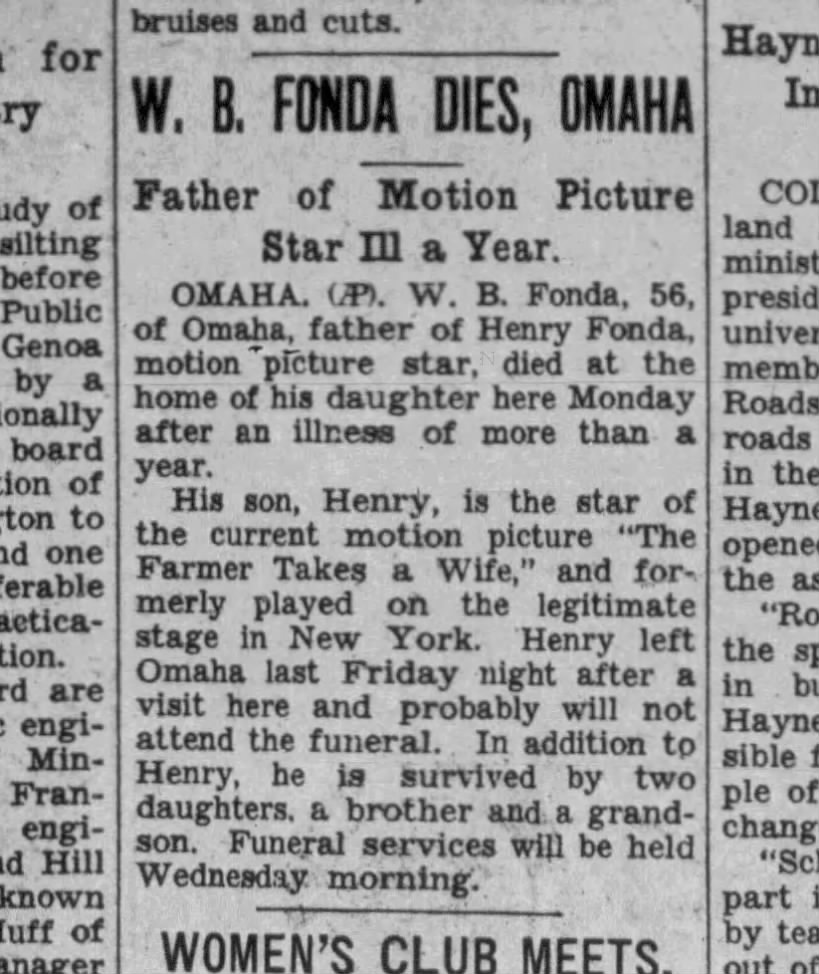 Obituary for William Brace Fonda 1935