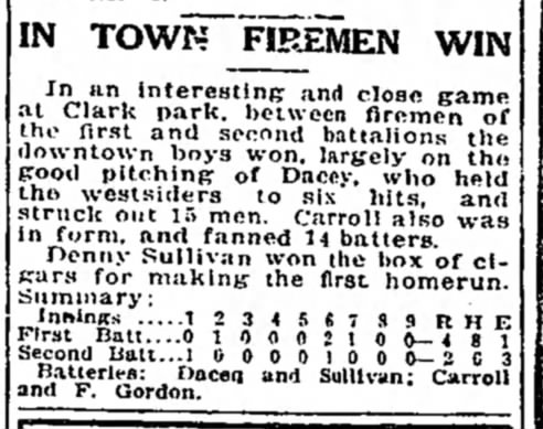 1919 May 22- firemen's baseball