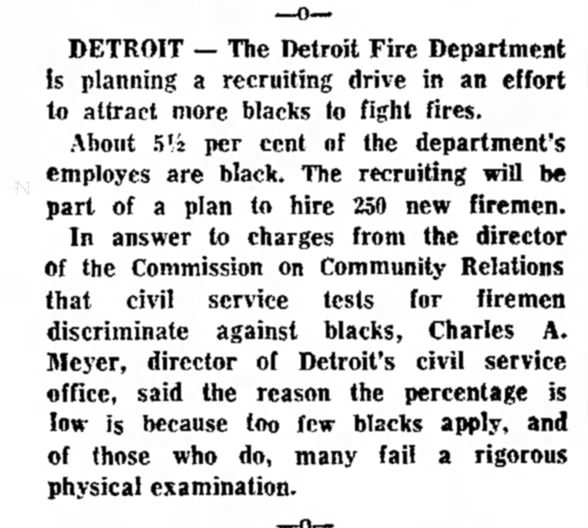 1972 department making an effort to attact more black firefighters