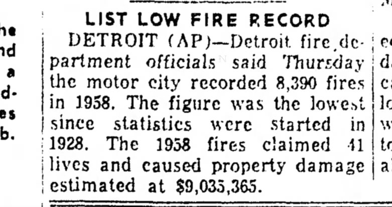 1959 record low number of fires
