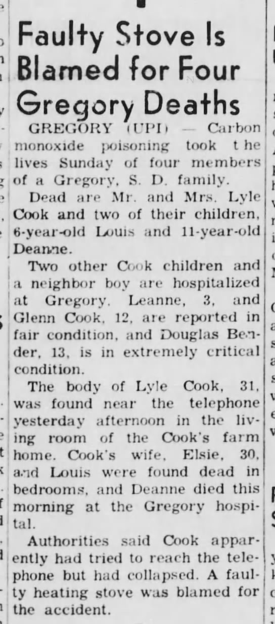 Cook family 9 Jan 1967 Deadwood Pioneer-Times