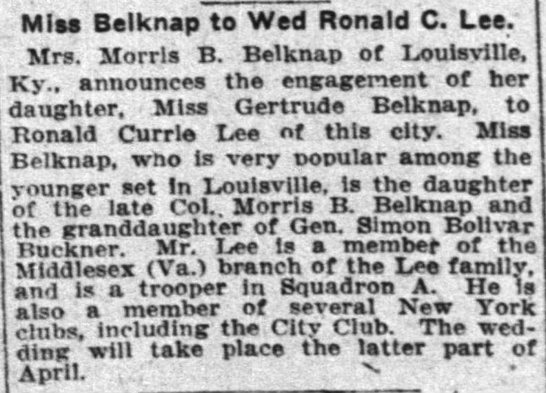 Lee-Belknap wedding announcement - NT Times