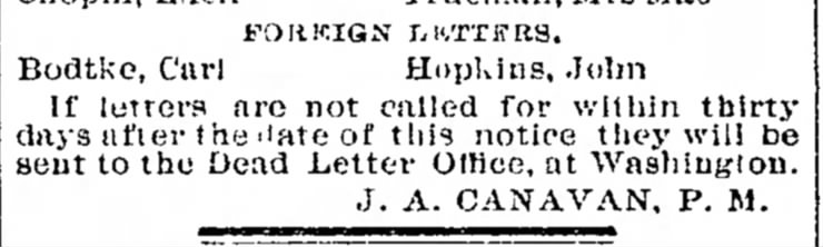 Carl Bodtke letter 15 Dec 1888