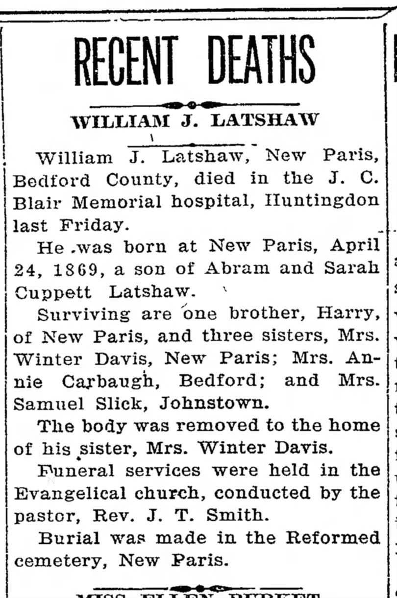 William Latshaw Obituary