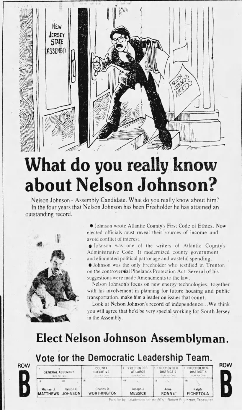 Elect Nelson Johnson Assemblyman