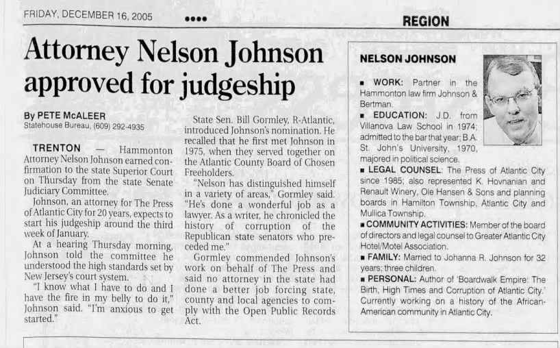 Attorney Nelson Johnson approved for judgeship