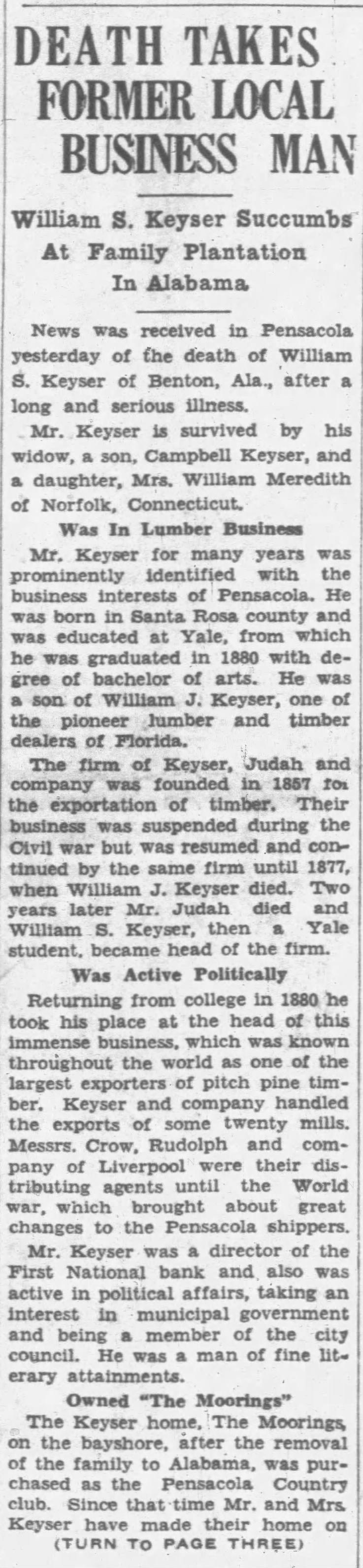 William S. Keyser Dies