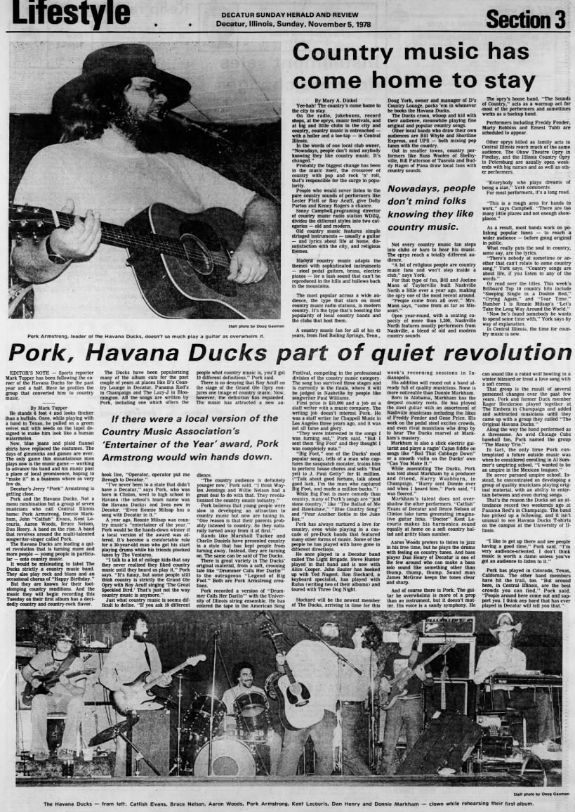 Pork and the Havana Ducks full page article 1978
