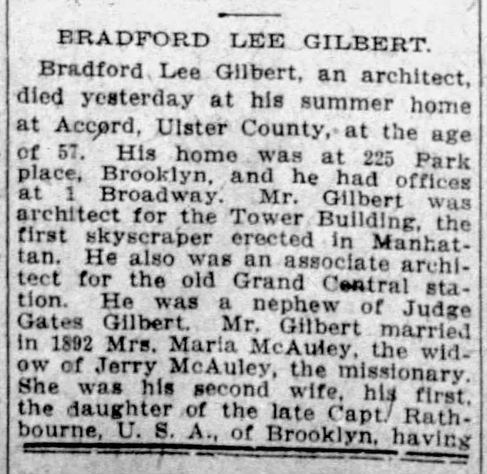 Bradford Gilbert Obituary pt 1