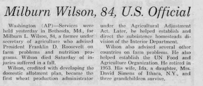 Obituary for Milburn L Wilson