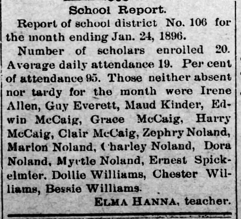 *Noland, Zephry, Marion, Charley, Myrtle - 1896 School Report