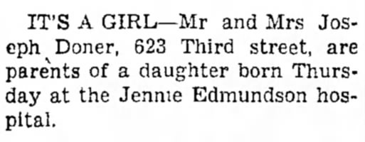 It's A Girl - Council Bluffs Nonpareil - 13 Jan 1944, page 7