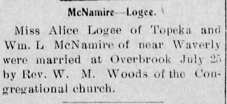 Marriage of Logee / McNamire