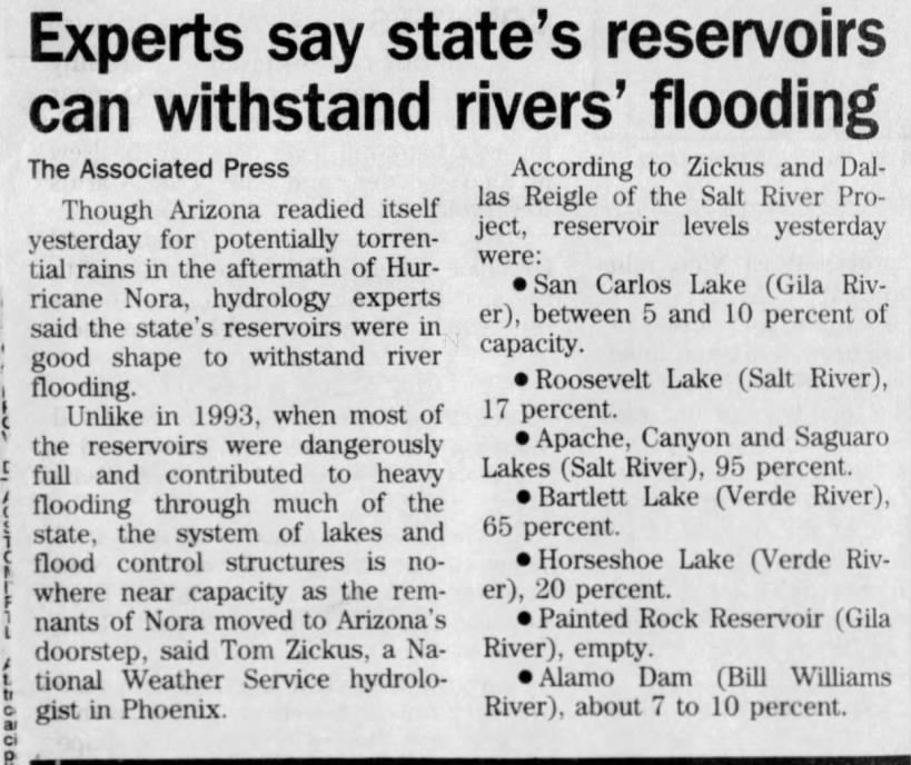 Experts say state's reservoirs can withstand rivers flooding