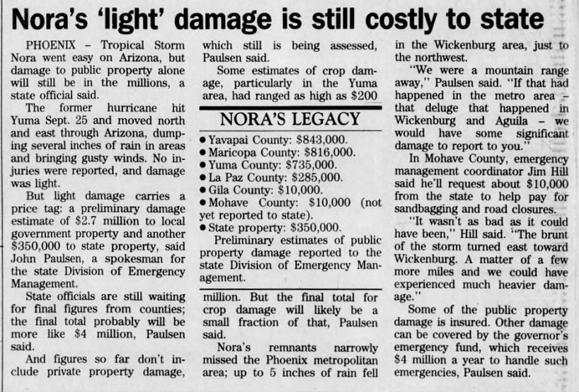 Nora's 'light' damage is still costly to state