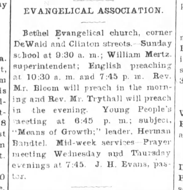 Herman Bandtel, The Ft.Wayne Sentinel, Sat. July 19,1902 p.16