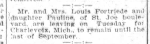 Louis Fortriede, The Ft. Wayne Journal-Gazette, Sun. Aug. 5, 1923 p.18