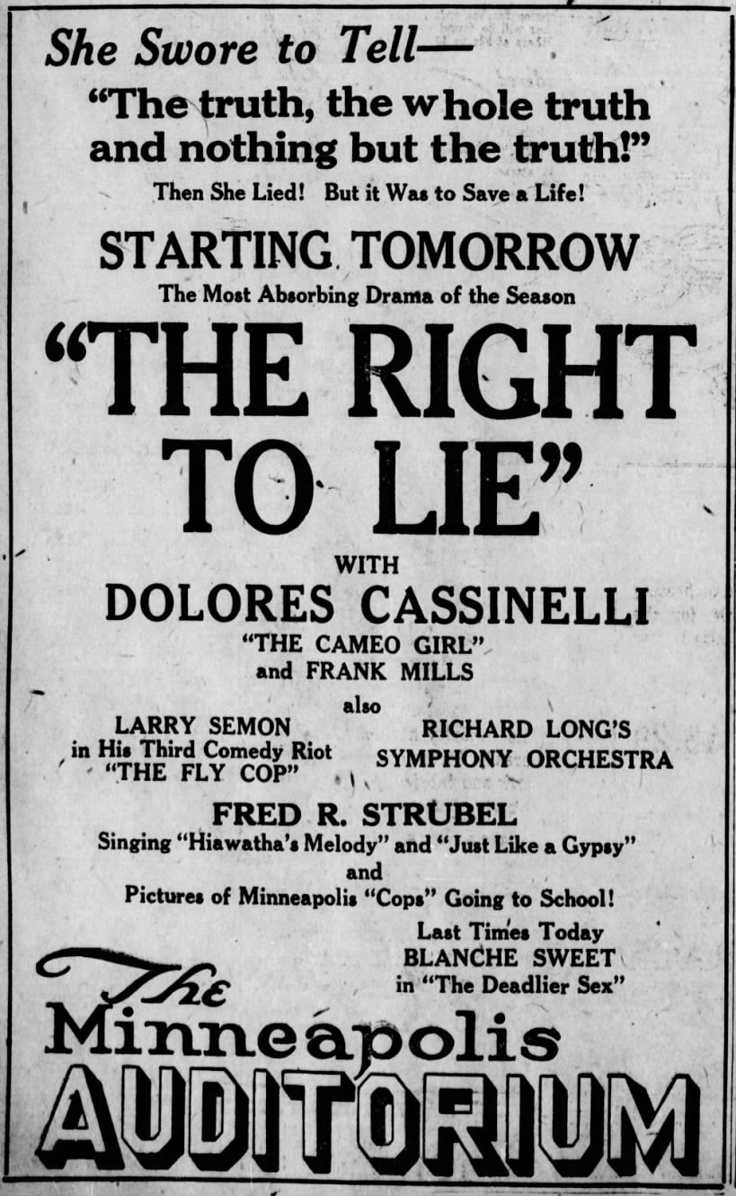1920-05-04 Fred R Strubel in The Right to Lie