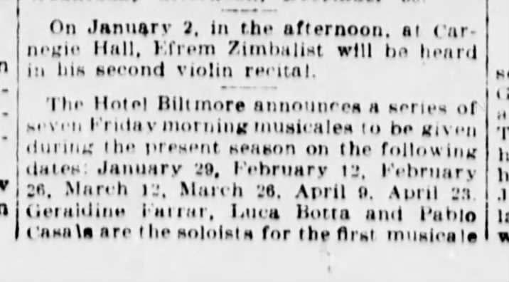 1914 Casals and Farrar at Biltmore musicale 12 20