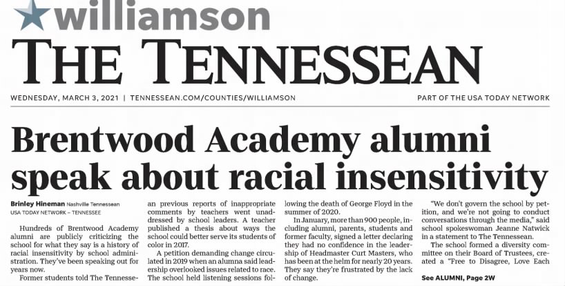 Brentwood Academy alumni speak out about racial insensitivity