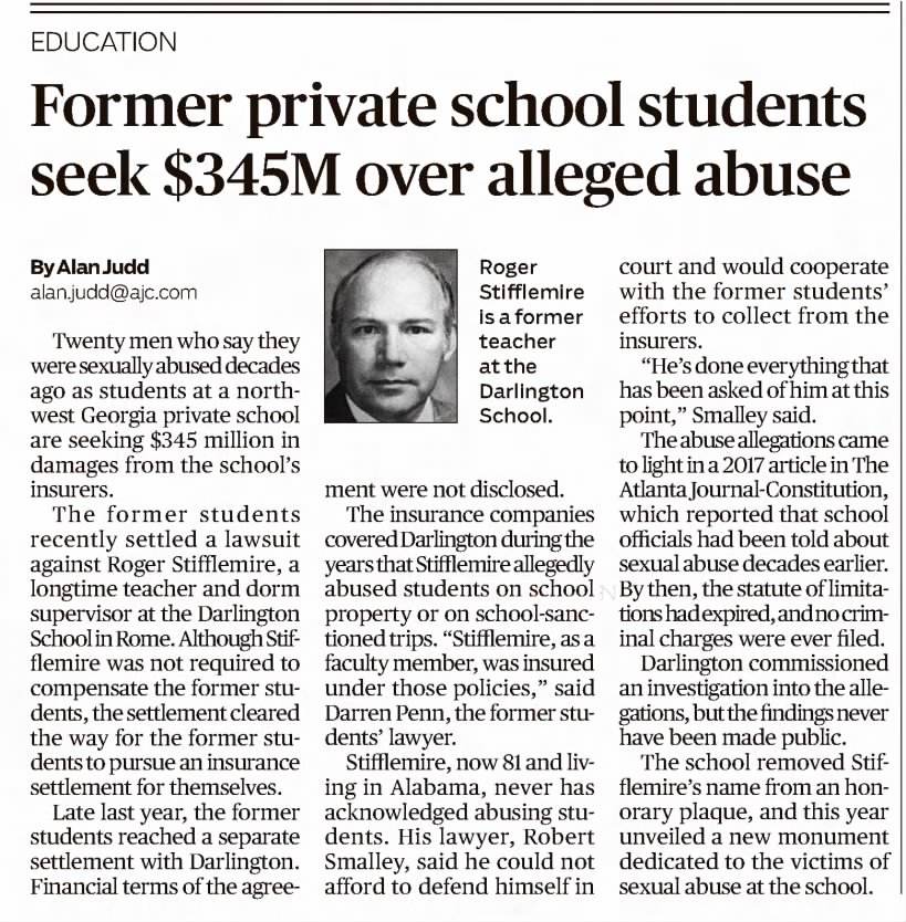 Former Private school students seek $345M over alleged abuse