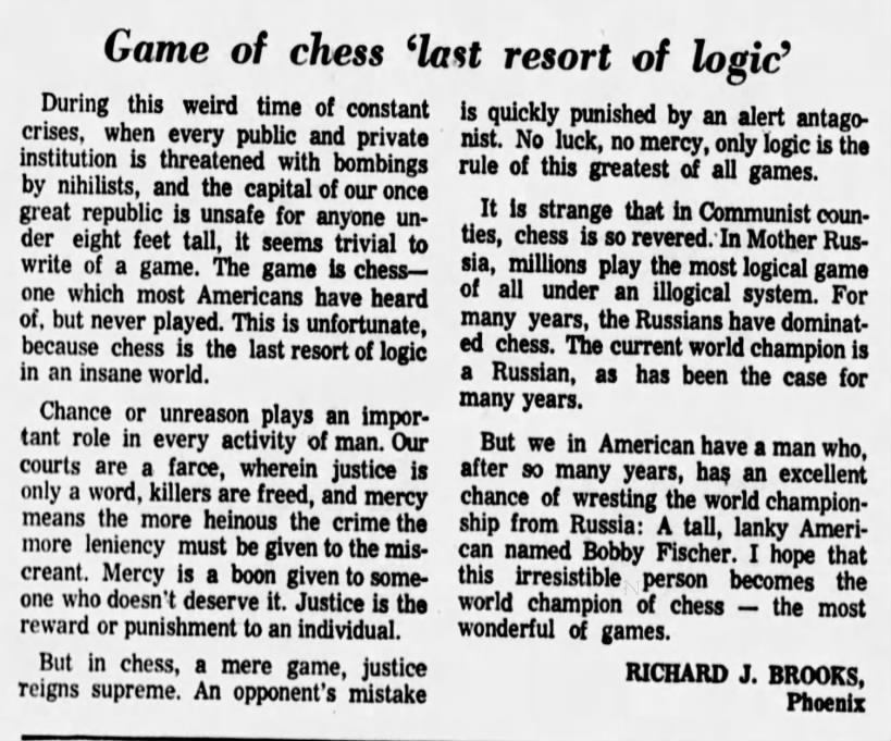 Game of Chess 'Last Resort of Logic'