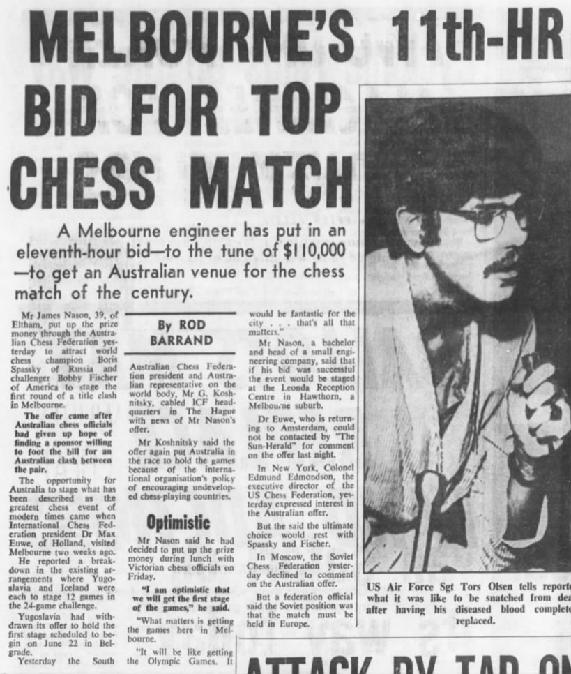 Melbourne's 11th-Hour Bid For Top Chess Match