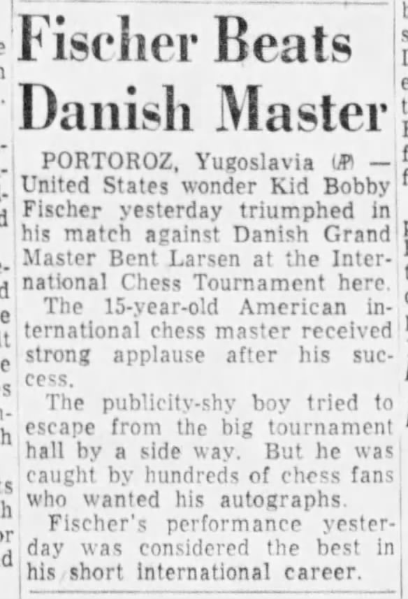 Fischer Beats Danish Master