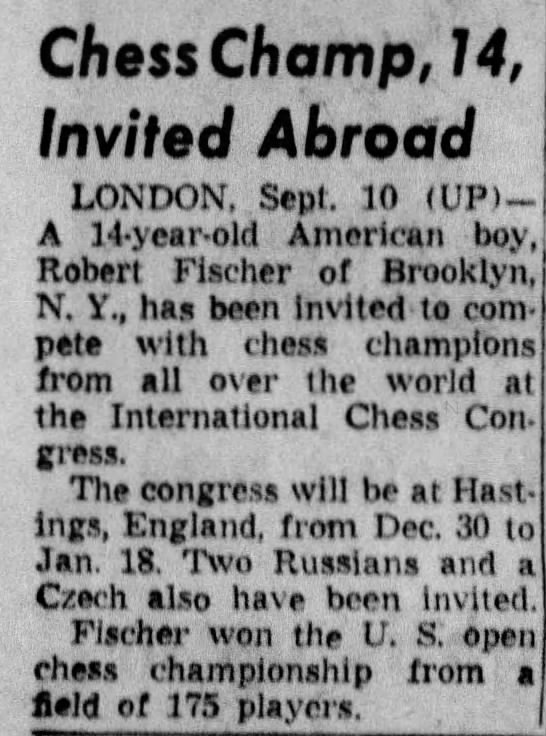 Chess Champ, 14, Invited Abroad