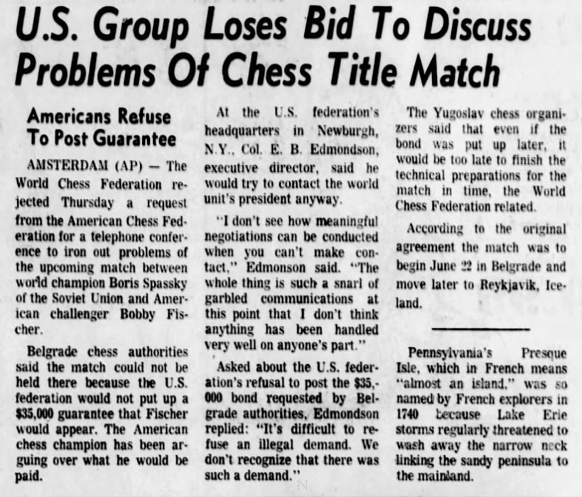 U.S. Group Loses Bid To Discuss Problems Of Chess Title Match